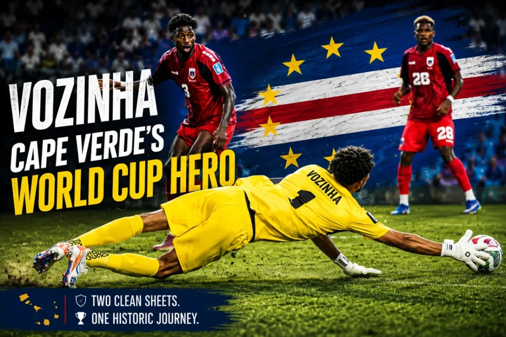 Vozinha diving to make a save for Cape Verde during their World Cup underdog run
