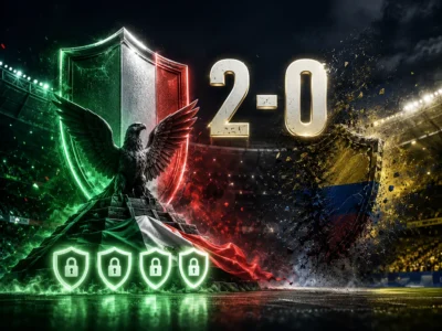 Symbolic featured image of Mexico’s 2-0 win over Ecuador with four clean sheet shields in a World Cup 2026 stadium