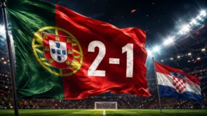 Portugal 2-1 Croatia featured image with Portugal flag and Croatia flag after World Cup 2026 Round of 32 match