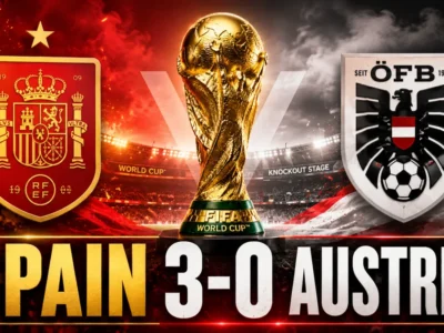 Spain 3-0 Austria World Cup 2026 featured image with Spain and Austria crests and World Cup trophy