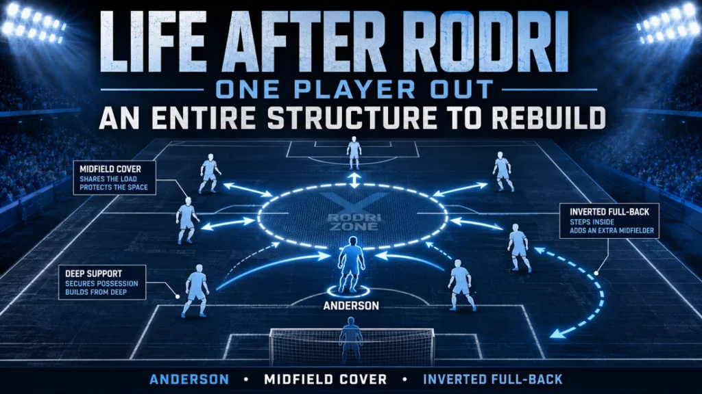 Manchester City tactical structure after Rodri with Elliot Anderson, midfield cover and an inverted full-back