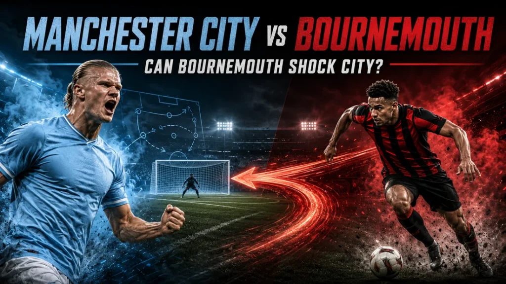 Manchester City vs Bournemouth potential upset graphic for Premier League Matchweek 1 2026/27