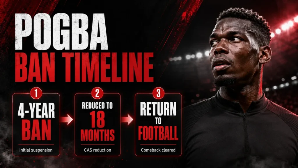 Paul Pogba ban timeline from four-year suspension to 18-month reduction and return to football